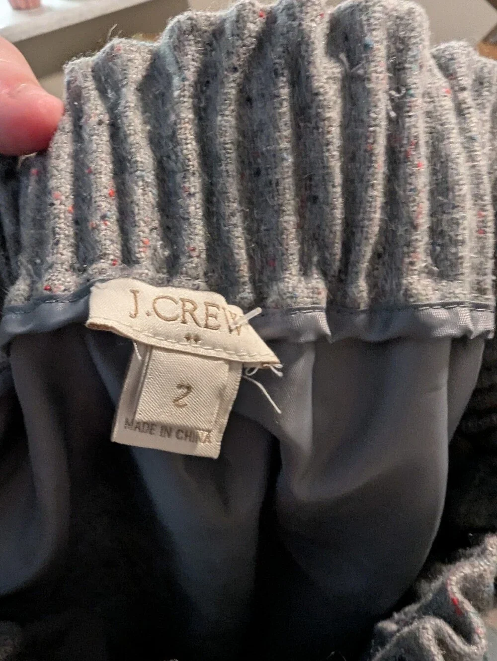 J.Crew,Elastic Waist Tweed Mini Skirt - Neutral Gray, Size 2